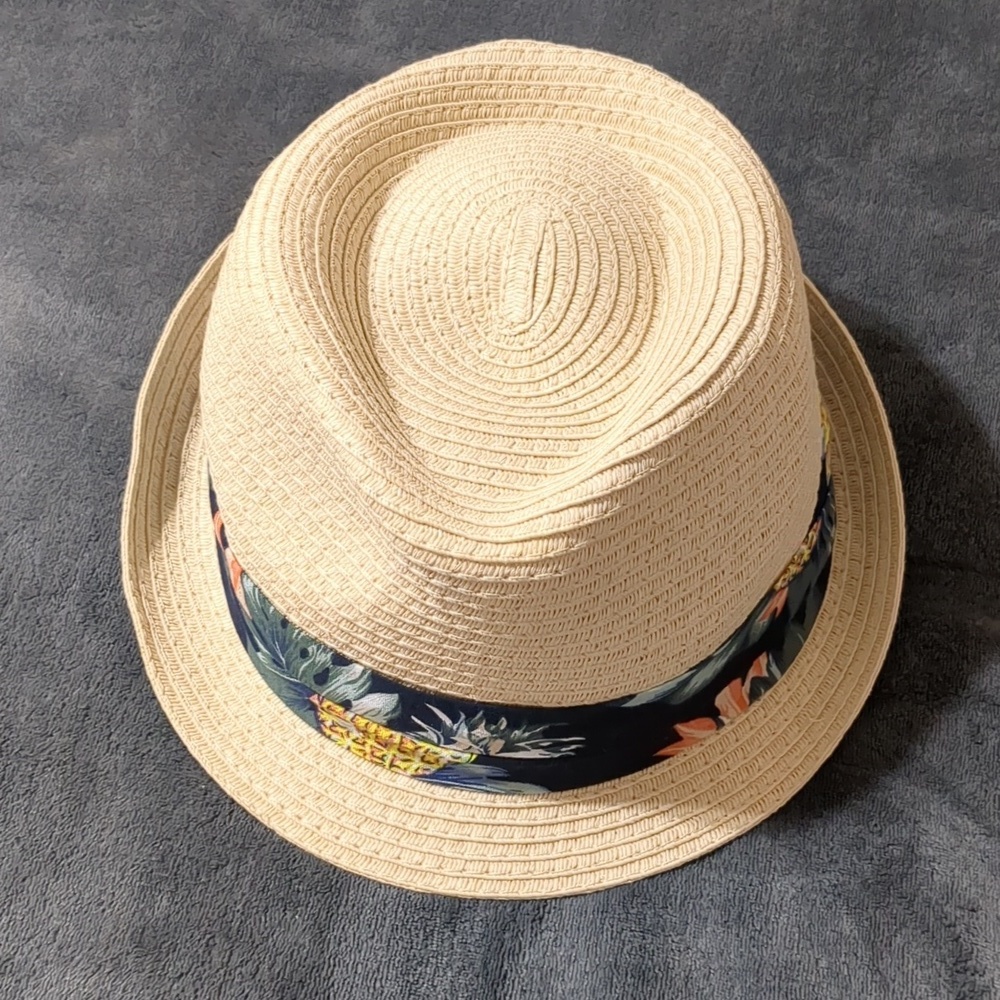 Daniel Cremieux Straw Fedora Style Hat With Band  Striped men size Large